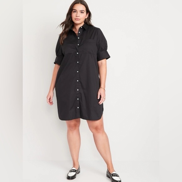 NWT! Puff-Sleeve Cotton-Poplin Shirt Dress - Size XS 💜 - Picture 3 of 7